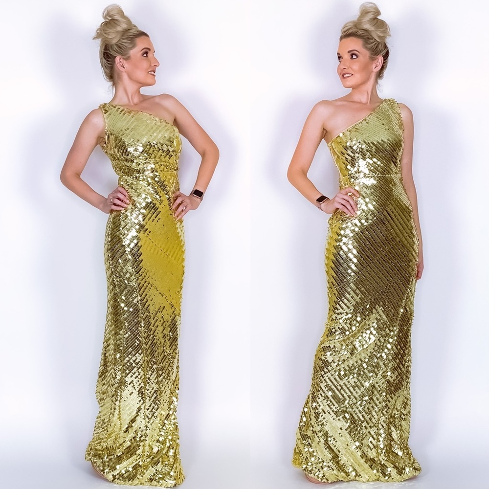 Gold Sequin Pageant Prom Homecoming Formal Dress - Picture 5 of 8